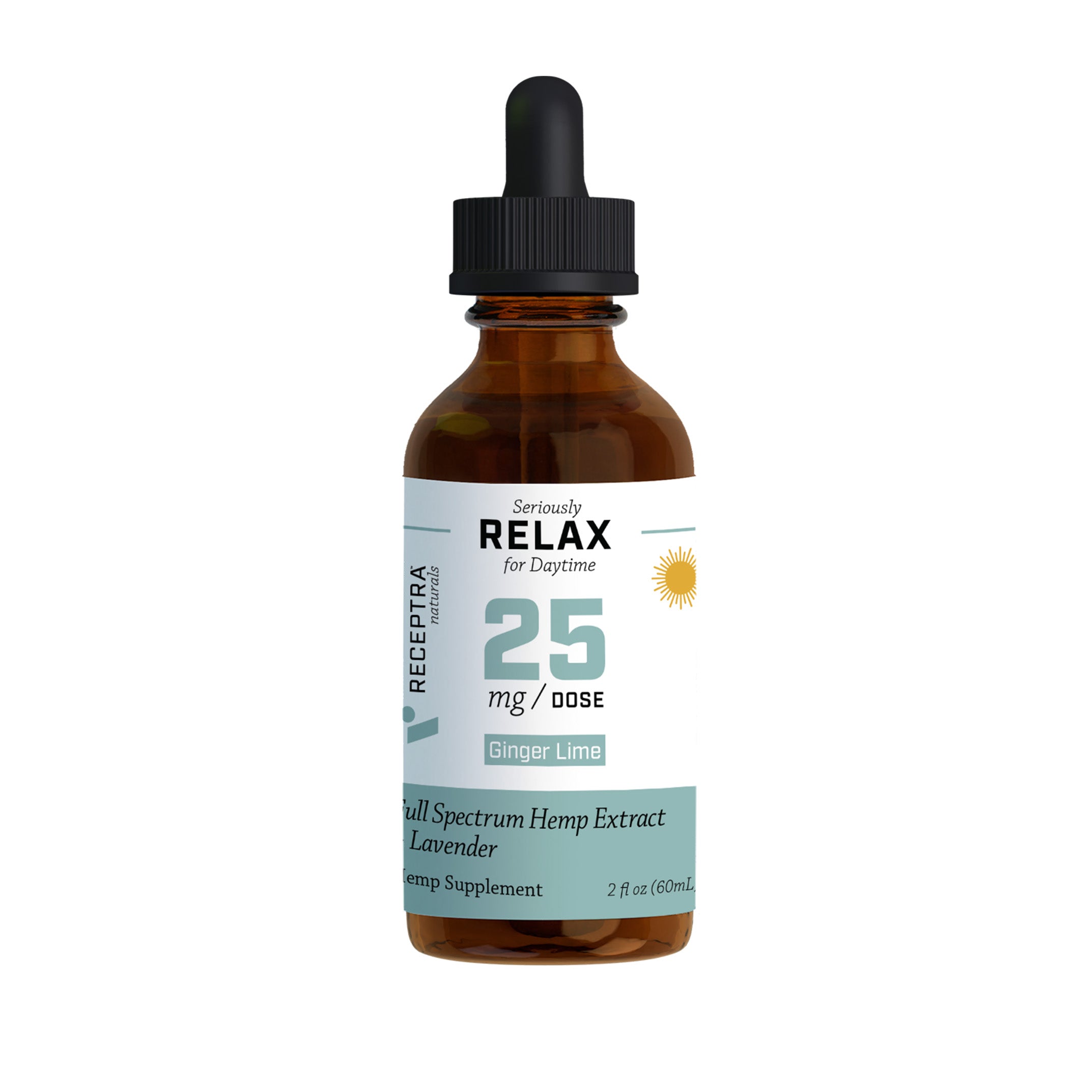 Relax CBD Oil + Lavender 25mg Ginger Lime - Receptra
