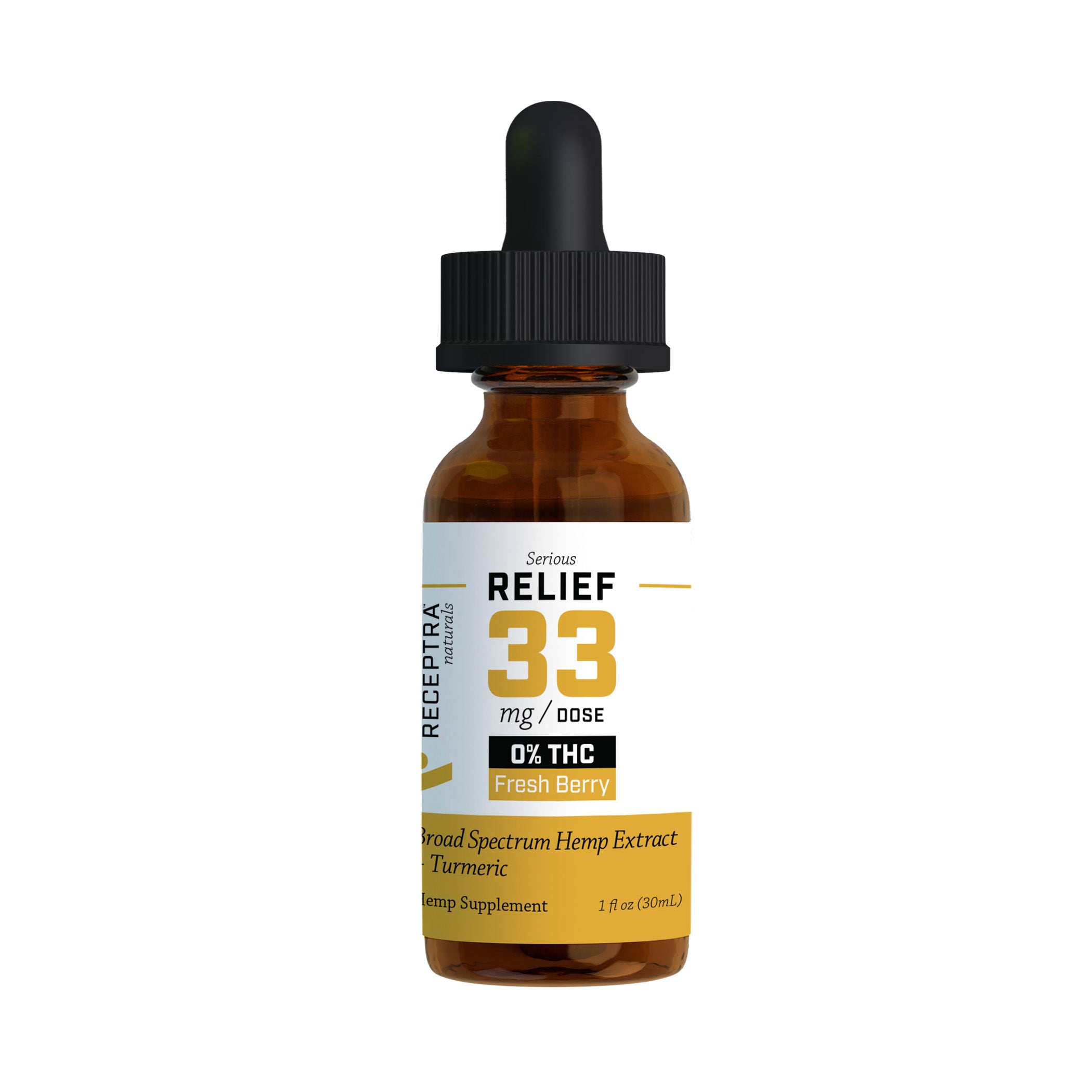 Relief CBD Oil + Turmeric 0% THC Tincture 33mg - Receptra