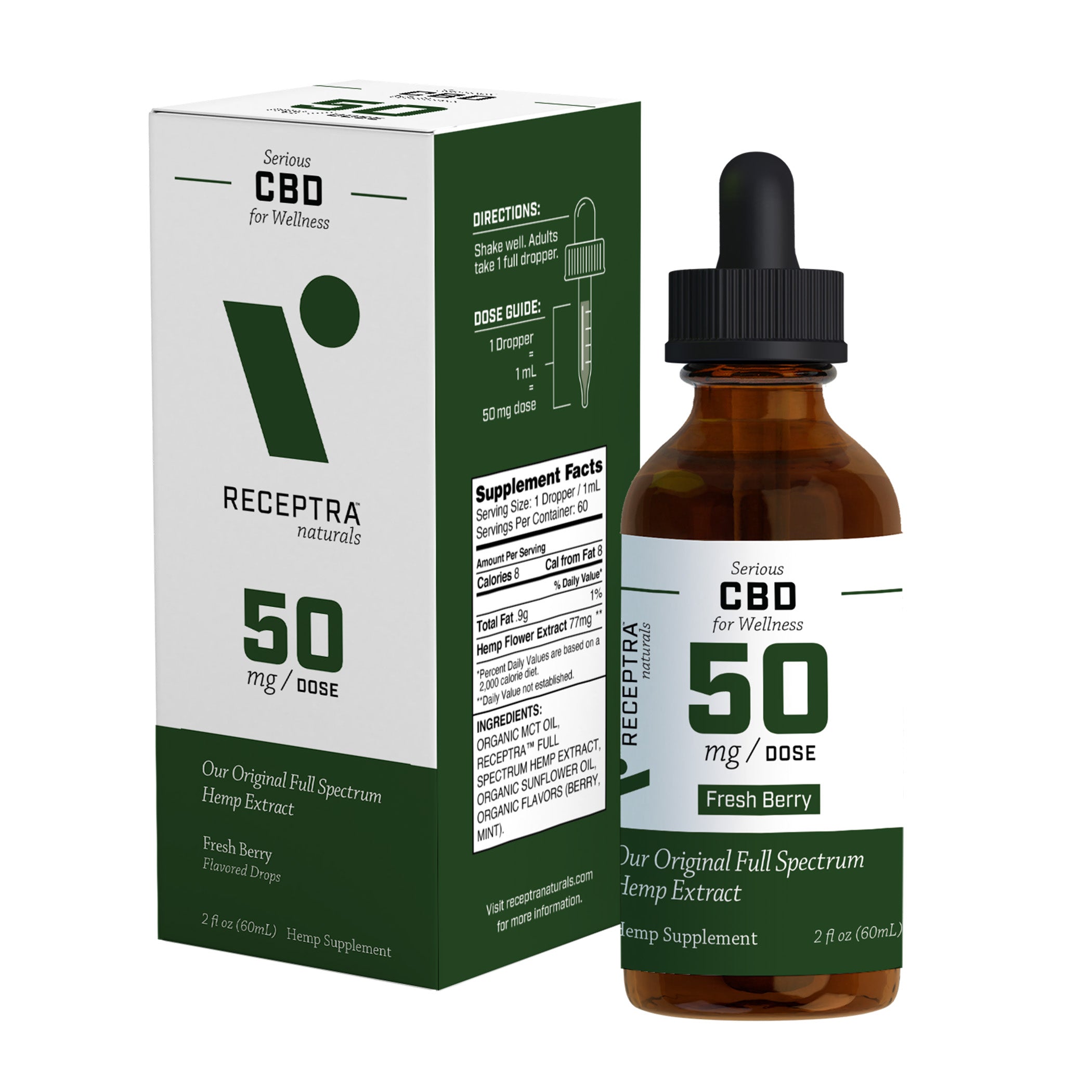 Wellness CBD Oil 50mg (2oz) - Receptra